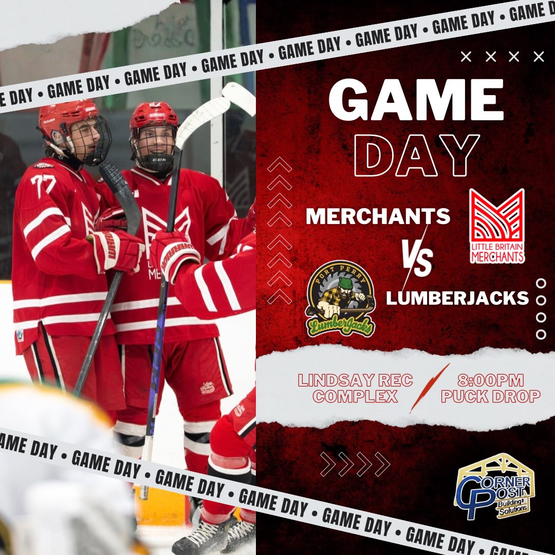 🚨PRE-SEASON GAME DAY🚨 
The Little Britain Merchants face the Port Perry Lumberjacks this evening at the Lindsay Rec Complex. Puck drop is at 8:00PM.