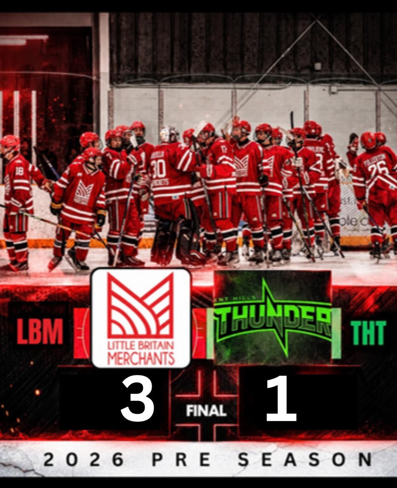 🚨FINAL SCORE🚨
Merchants win! The Little Britain Merchants took home the win 3-1 against the Trent Hills Thunder.