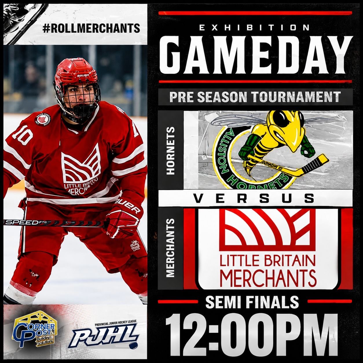 🚨GAME DAY 🚨
The Little Britain Merchants are travelling back to the New Tecumseth Rec Centre this morning to play the semi finals to face the Alliston Hornets. Puck drop is at 12:00pm