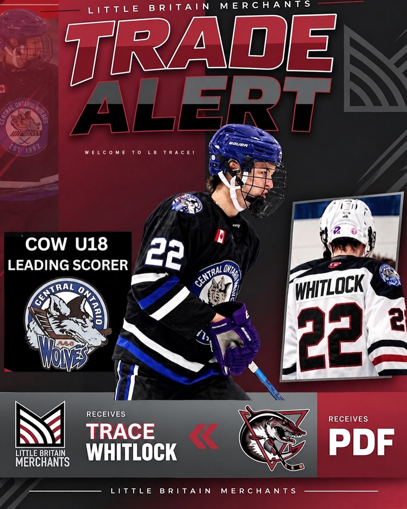 🚨TRADE ALERT🚨
The Little Britain Merchants have received Trace Whitlock from the Lindsay Muskies in exchange for a PDF.
