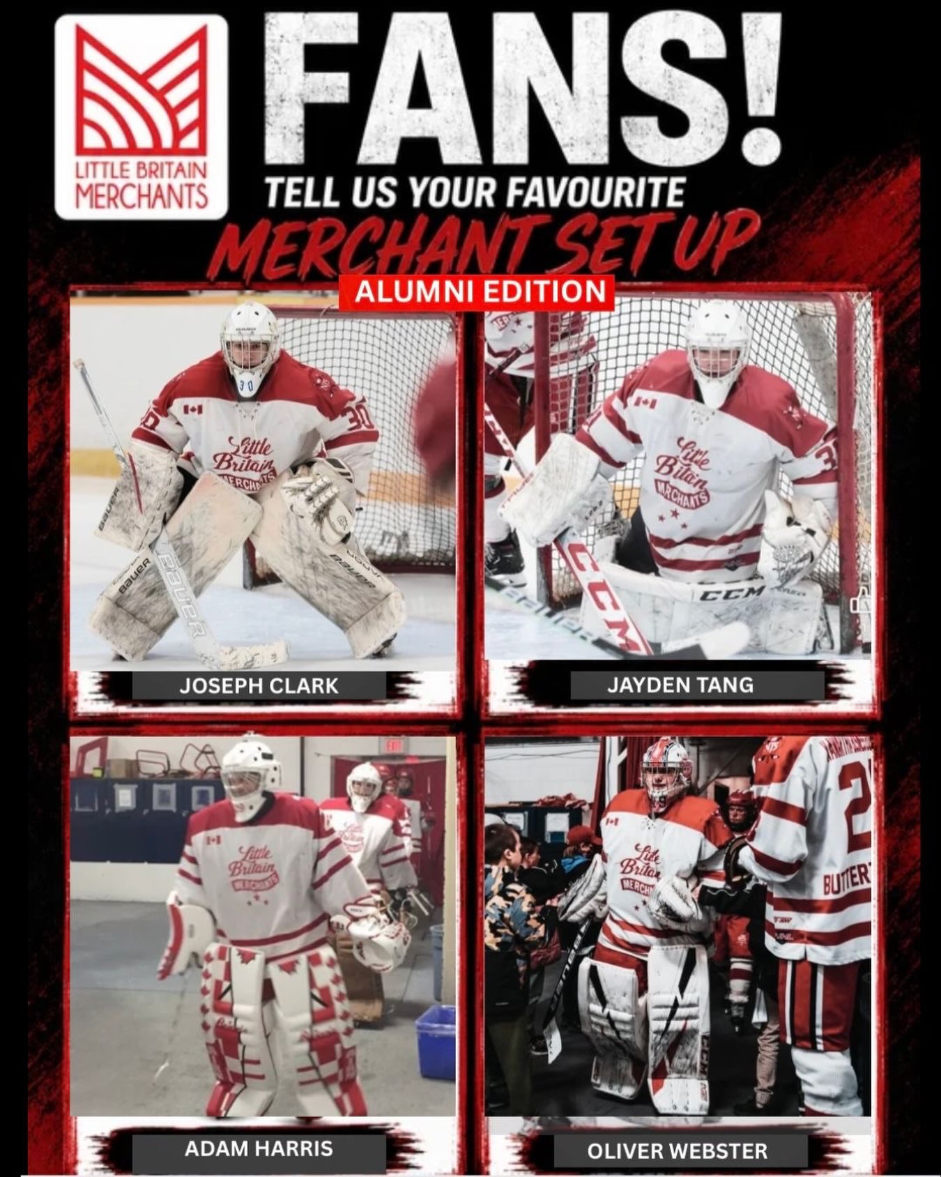 🚨Merchants Fans!🚨
Gearing up for our regular season! ,Which former merchant goalie set up is your favourite? Also, if you’ve played for the merchants, have photos or honourable mentions, please leave them in the comment section below! #goaliegear #goaliesetup #goalie